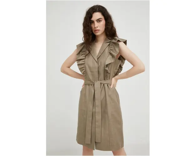 Bruuns Bazaar rochie culoarea verde, mini, drept