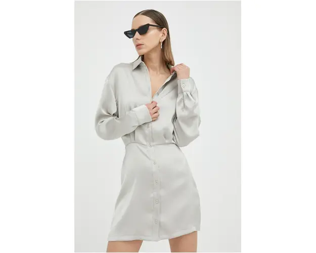 Samsoe Samsoe rochie culoarea argintiu, mini, drept