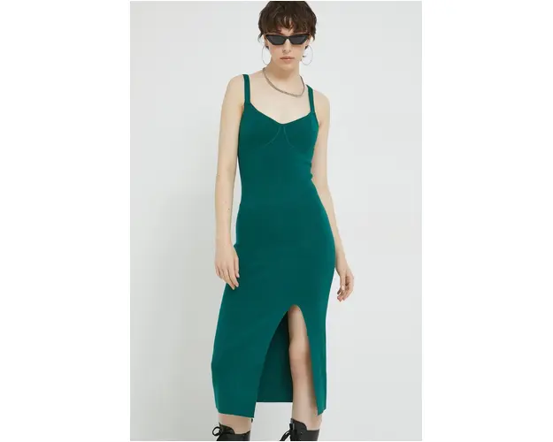 Abercrombie & Fitch rochie culoarea verde, midi, mulata