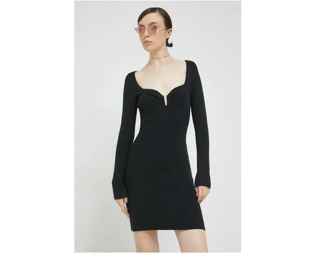 Abercrombie & Fitch rochie culoarea negru, mini, mulata