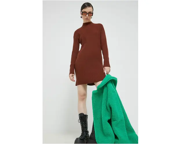 Abercrombie & Fitch rochie culoarea maro, mini, drept