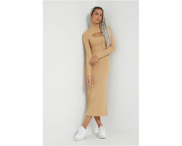 Hollister Co. rochie culoarea bej, midi, mulata