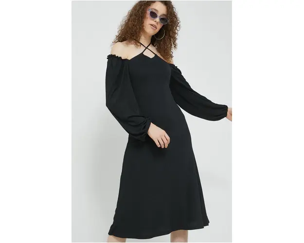 Hollister Co. rochie culoarea negru, midi, mulata