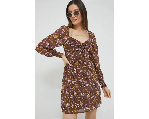 Hollister Co. rochie culoarea maro, mini, evazati