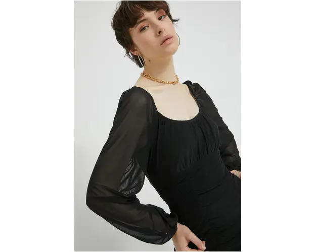Hollister Co. rochie culoarea negru, mini, mulata