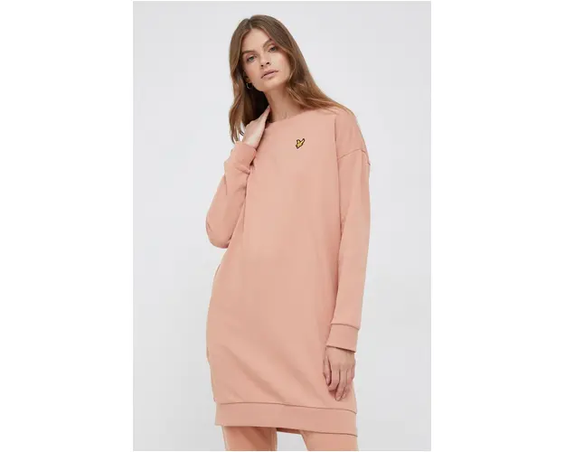 Lyle & Scott rochie din bumbac culoarea portocaliu, mini, drept