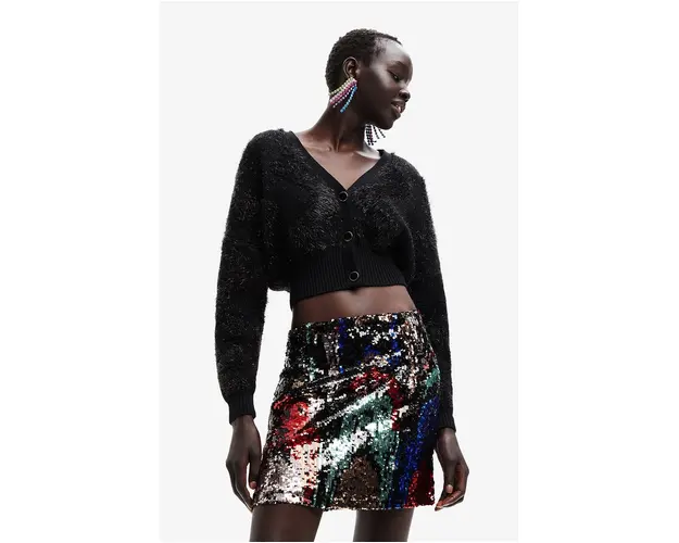 Desigual cardigan femei, culoarea negru,