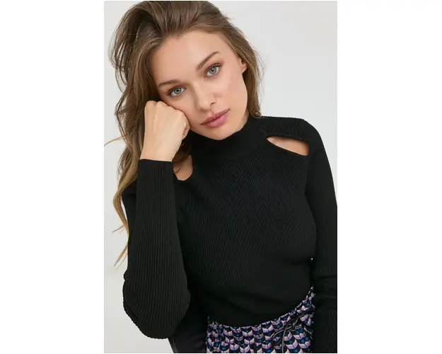 MICHAEL Michael Kors pulover femei, culoarea negru, light, cu turtleneck