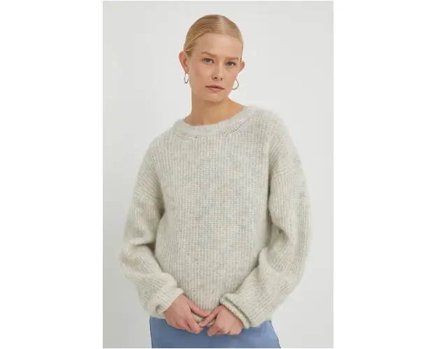 American Vintage pulover din amestec de lana femei, culoarea bej, calduros