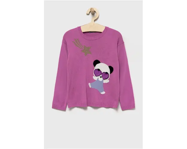 United Colors of Benetton pulover copii culoarea violet, light