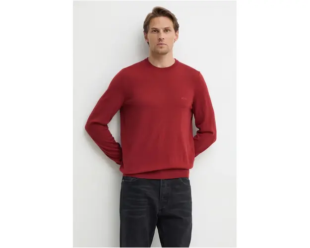 BOSS pulover de lana barbati, culoarea rosu