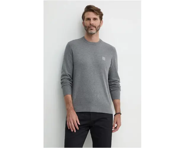 BOSS pulover din amestec de casmir BOSS CASUAL culoarea gri, light, 50471343