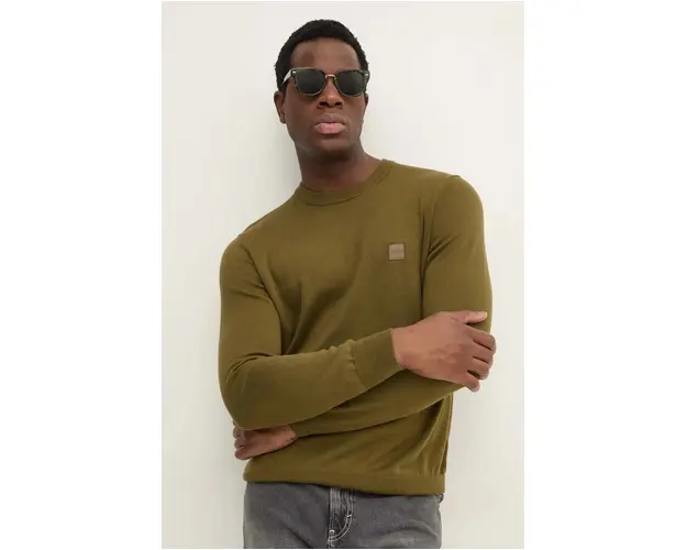 BOSS pulover din amestec de casmir BOSS CASUAL culoarea verde, light, 50471343