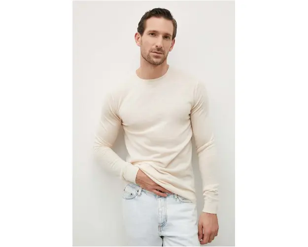 Bruuns Bazaar pulover de lana barbati, culoarea bej, light