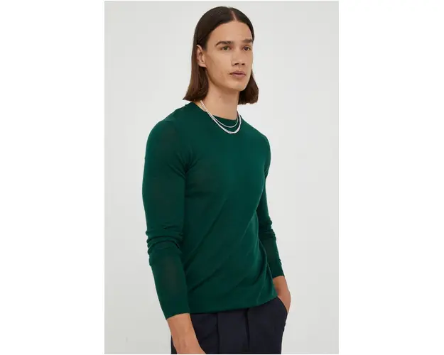 Bruuns Bazaar pulover de lana barbati, culoarea verde, light