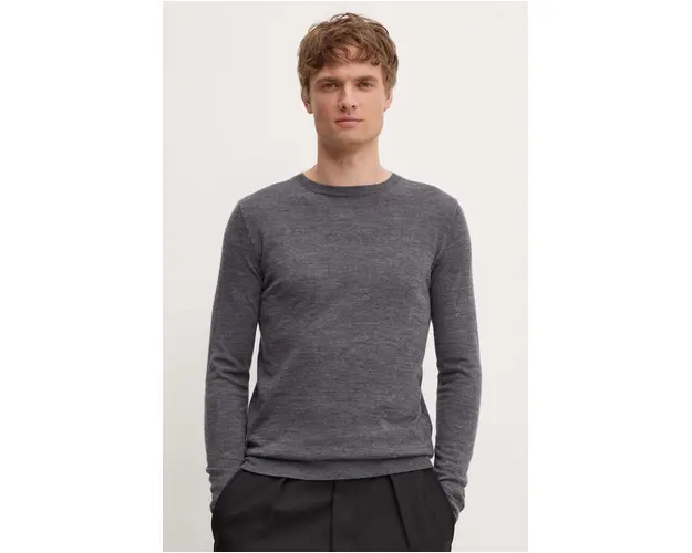 Bruuns Bazaar pulover de lana barbati, culoarea gri, light