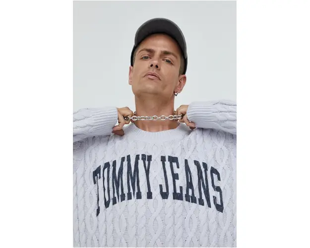 Tommy Jeans pulover barbati, culoarea gri,