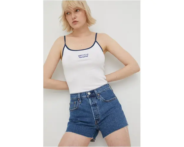 Levi's pantaloni scurti jeans 501 Original femei, neted, high waist