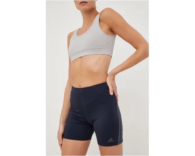 adidas Performance pantaloni scurti de alergare Run Icons femei, culoarea albastru marin, cu imprimeu, high waist