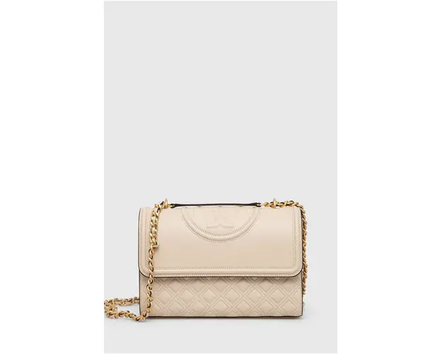 Tory Burch poseta de piele culoarea bej