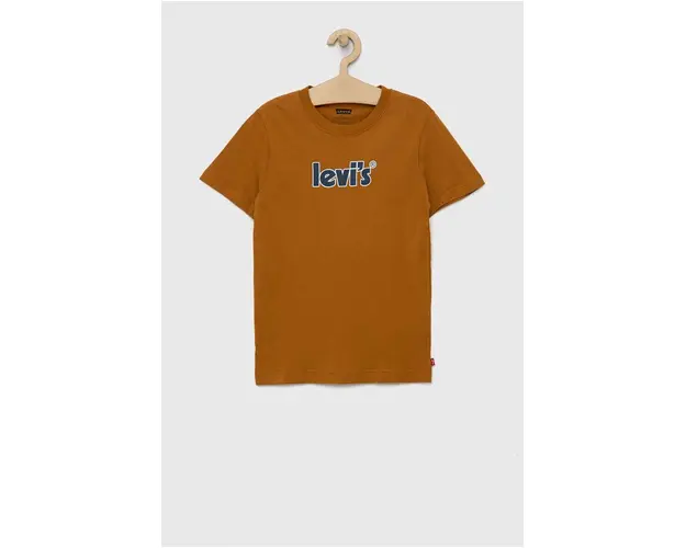 Levi's tricou de bumbac pentru copii culoarea maro, cu imprimeu