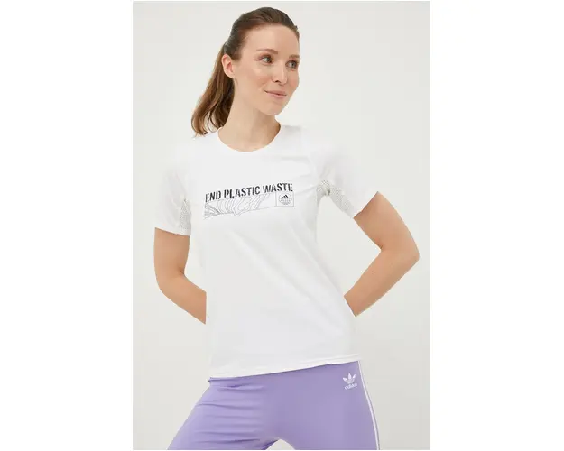 adidas Performance tricou de alergare Run For The Ocean culoarea alb