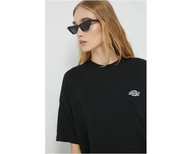 Dickies tricou din bumbac femei, culoarea negru