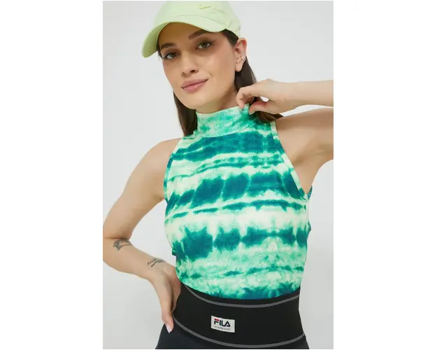 Fila top femei, culoarea verde, cu turtleneck