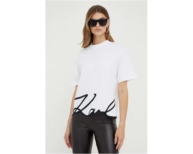 Karl Lagerfeld tricou din bumbac culoarea alb