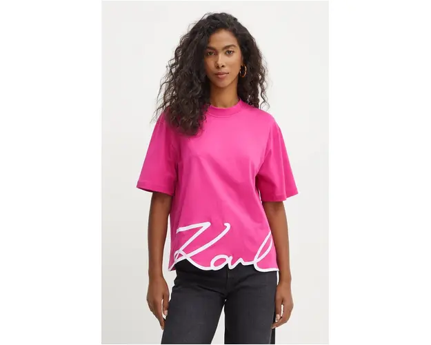 Karl Lagerfeld tricou din bumbac culoarea roz