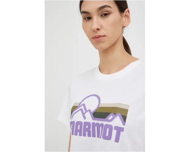 Marmot tricou din bumbac culoarea alb