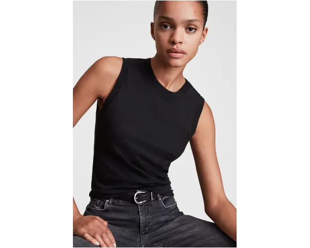 AllSaints top din bumbac culoarea negru