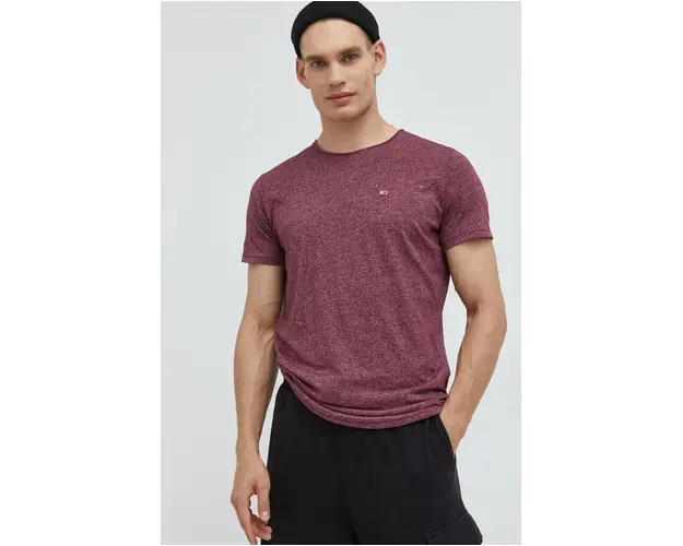 Tommy Jeans tricou barbati, culoarea bordo, melanj