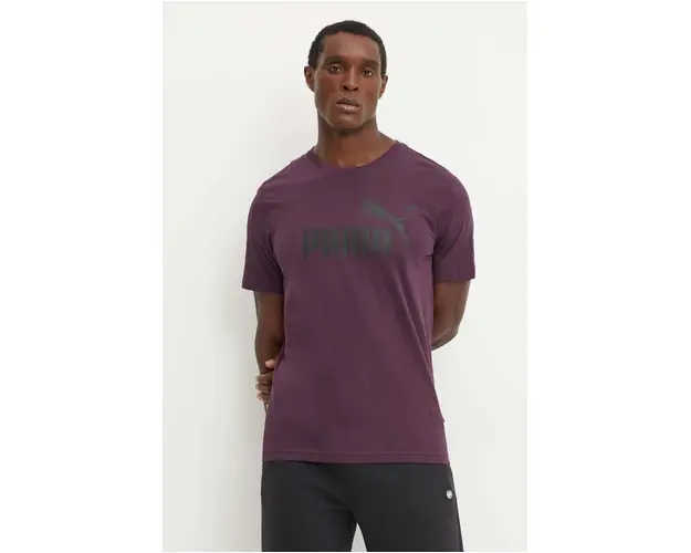 Puma tricou din bumbac culoarea bordo, cu imprimeu