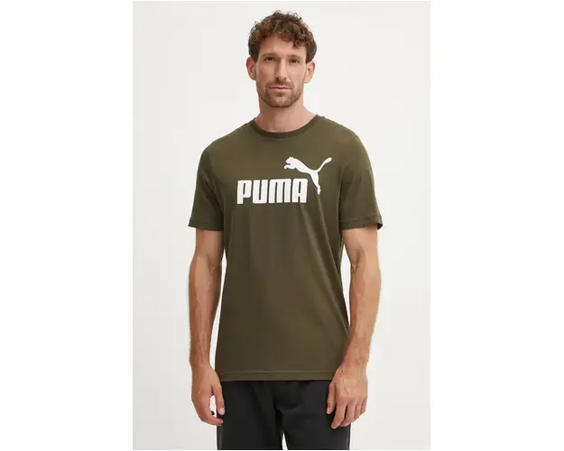 Puma tricou din bumbac culoarea maro, cu imprimeu