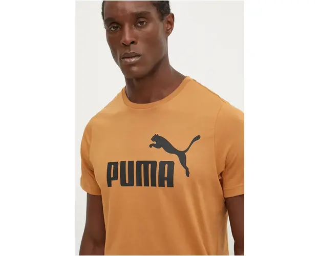 Puma tricou din bumbac culoarea maro, cu imprimeu