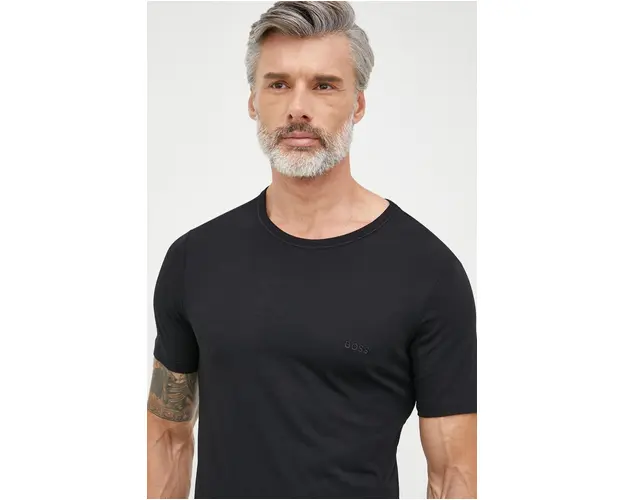 BOSS tricou din bumbac (3-pack) culoarea negru, uni 50475284
