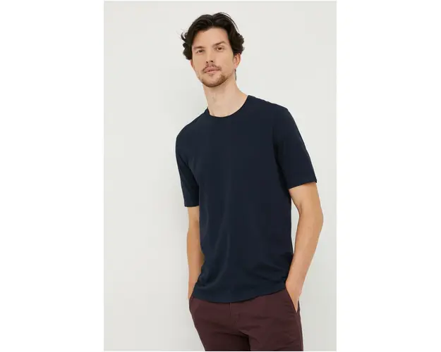 Sisley tricou din bumbac culoarea albastru marin, neted