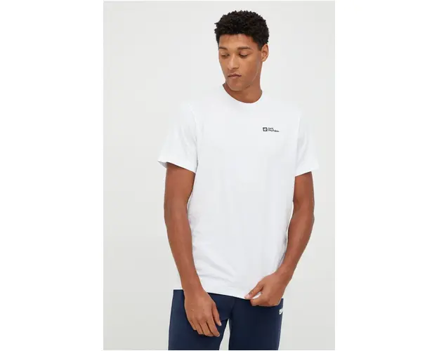 Jack Wolfskin tricou din bumbac Essential culoarea alb, neted, 1808382