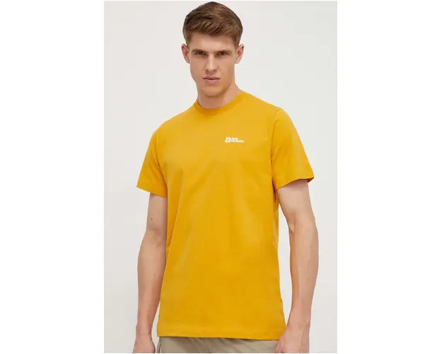 Jack Wolfskin tricou din bumbac Essential culoarea galben, neted, 1808382