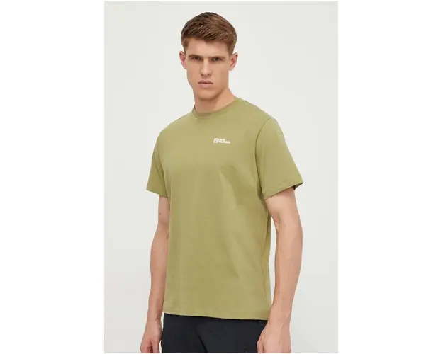 Jack Wolfskin tricou din bumbac Essential culoarea verde, neted, 1808382