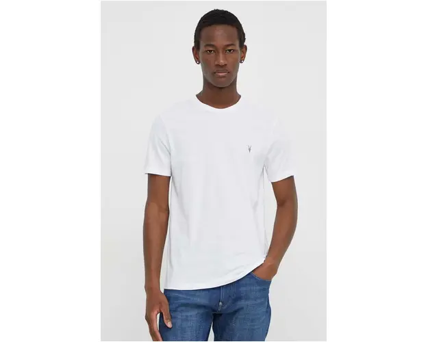 AllSaints tricou din bumbac BRACE SS CREW 3-pack culoarea turcoaz, uni, MD130M