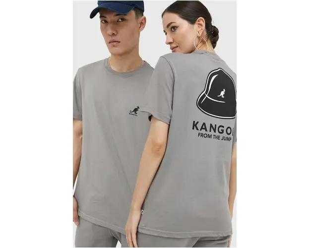 Kangol tricou din bumbac culoarea gri, cu imprimeu