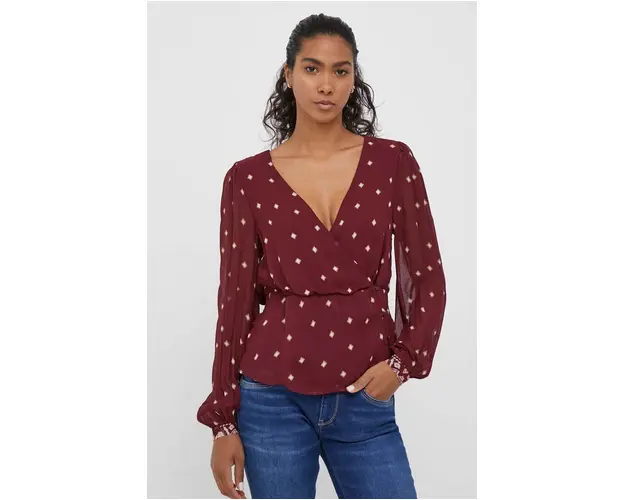 Pepe Jeans bluza femei, culoarea bordo, modelator