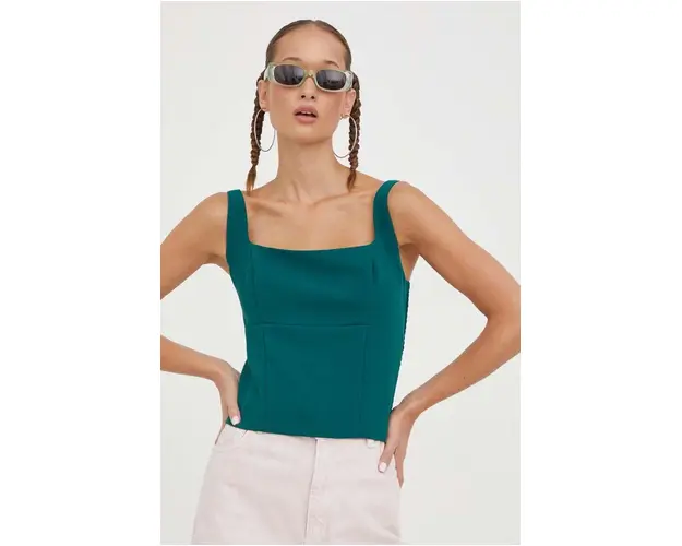 Abercrombie & Fitch top culoarea verde