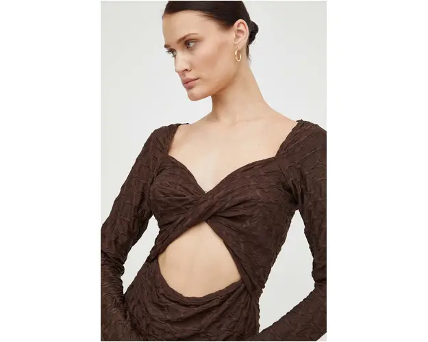 Résumé bluza femei, culoarea maro, neted