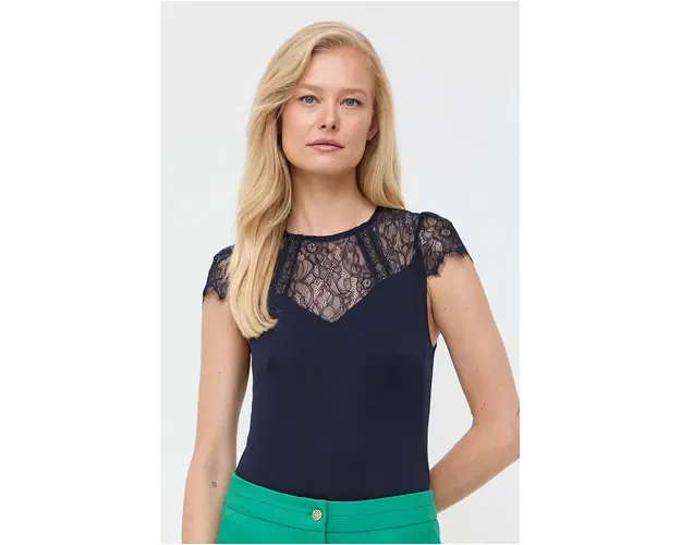 Morgan bluza femei, culoarea albastru marin, neted