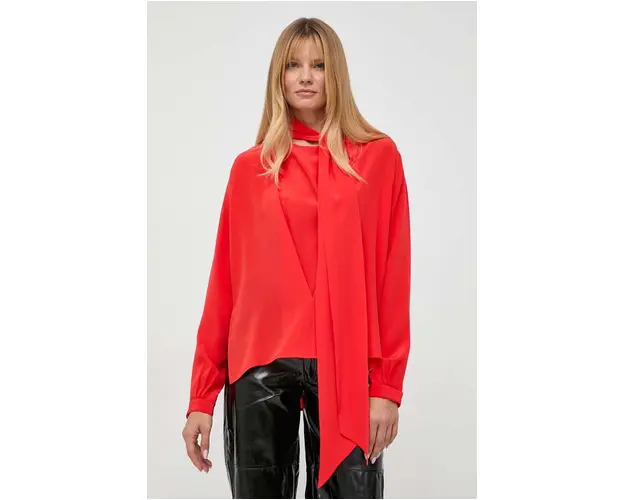 Victoria Beckham bluza de matase culoarea rosu, neted
