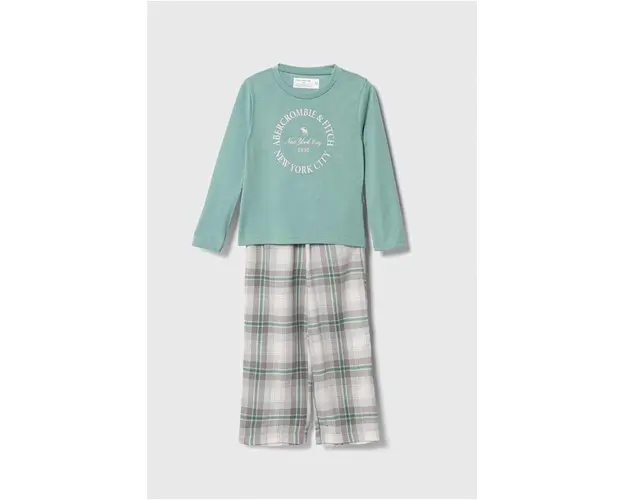 Abercrombie & Fitch pijama copii culoarea verde, modelator