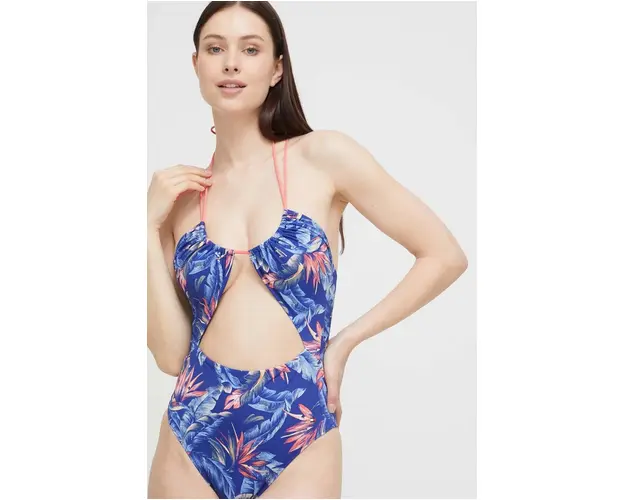 Tommy Jeans costum de baie dintr-o bucata culoarea albastru marin, cupa moale